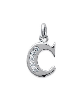 Pendentif Femme - Argent 925 - Oxyde de zirconium - Lettre C