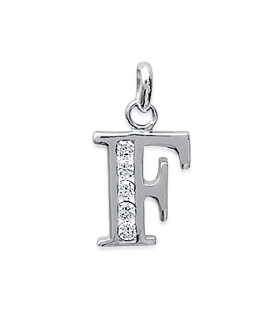 Pendentif Femme - Argent 925 - Oxyde de zirconium - Initiale F