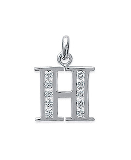 Pendentif Femme - Argent 925 - Oxyde de zirconium - Lettre H