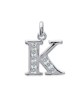 Pendentif Femme - Argent 925 - Oxyde de zirconium - Lettre K