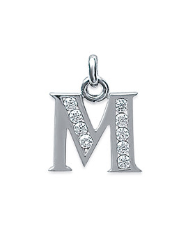 Pendentif Femme - Argent 925 - Oxyde de zirconium - Lettre M