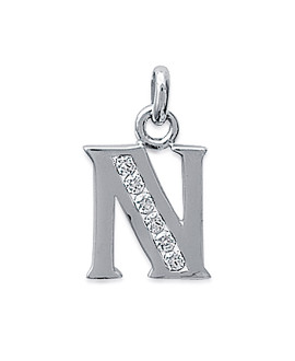 Pendentif Femme - Argent 925 - Oxyde de zirconium - Lettre N