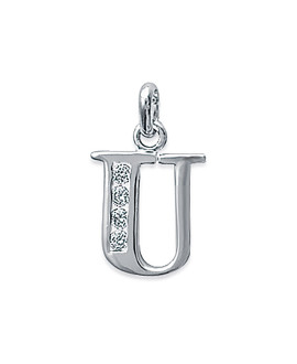 Pendentif Femme - Argent 925 - Oxyde de zirconium - Lettre U