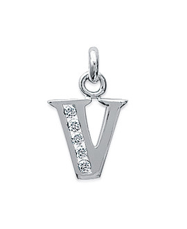 Pendentif Femme - Argent 925 - Oxyde de zirconium - Lettre V