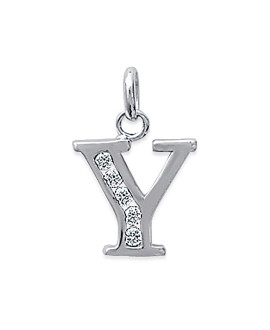 Pendentif Femme - Argent 925 - Oxyde de zirconium - Lettre Y