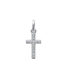 Pendentif Femme - Argent 925 - Oxyde de zirconium - Largeur : 0,9 mm - Croix