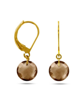 Boucles d'oreilles femme - Quartz fumé - Or jaune 18 Carats