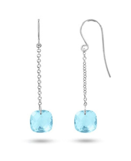 Boucles d'oreilles femme - Topaze bleue - Or jaune 18 Carats