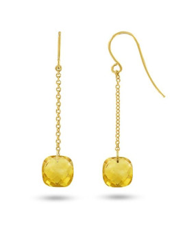 Boucles d'oreilles femme - Citrine - Or jaune 18 Carats
