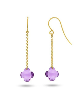 Boucles d'oreilles femme - Améthyste - Or jaune 18 Carats