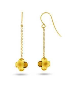 Boucles d'oreilles femme - Citrine - Or jaune 18 Carats