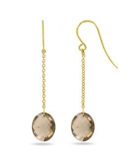 Boucles d'oreilles femme - Quartz fumé - Or jaune 18 Carats