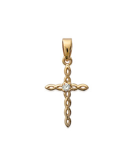 Pendentif Femme - Plaqué Or - Oxyde de zirconium - Croix
