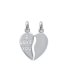 Pendentif Femme - Argent 925 - cœur seccable i love you