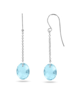 Boucles d'oreilles femme - Topaze bleue - Or jaune 18 Carats