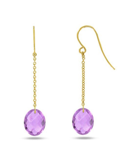 Boucles d'oreilles femme - Améthyste - Or jaune 18 Carats
