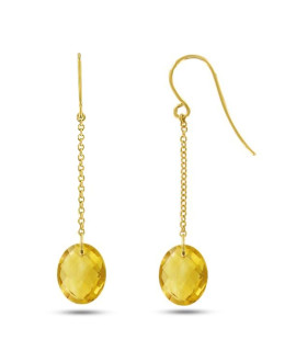 Boucles d'oreilles femme - Citrine - Or jaune 18 Carats