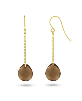 Boucles d'oreilles femme - Quartz fumé - Or jaune 18 Carats