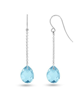 Boucles d'oreilles femme - Topaze bleue - Or jaune 18 Carats