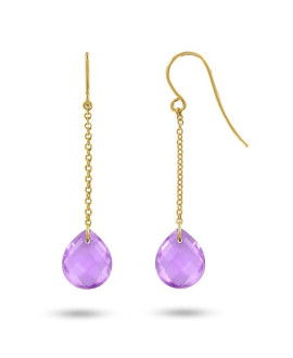 Boucles d'oreilles femme - Améthyste - Or jaune 18 Carats