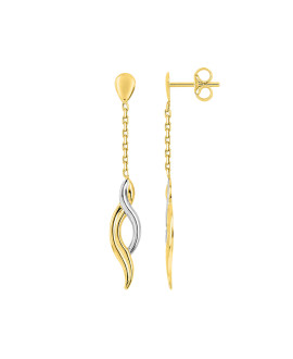Boucles d'oreilles Femme pendantes bicolores - Or 18 Carats