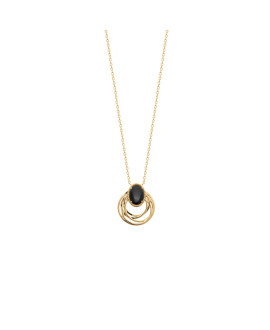 Collier Femme - Plaqué Or - Agate - Longueur : 45 cm