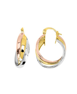 Créoles 3 ors Femme - Or 18 Carats - Diamètre 18mm