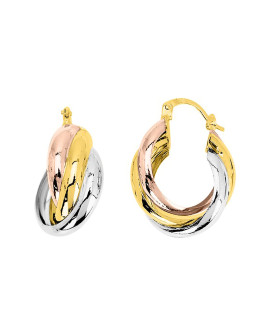 Créoles 3 ors Femme - Or 18 Carats - Diamètre 18mm