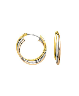 Créoles 3 ors Femme - Or 18 Carats - Diamètre 13mm