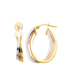 Créoles 3 ors Femme - Or 18 Carats