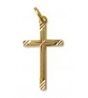 Médaille Croix striée Or jaune 750/00