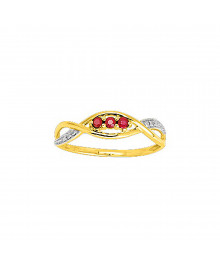 Bague Femme - rubis - Or 9 Carats