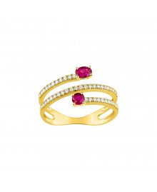 Bague Femme - rubis - Or 9 Carats