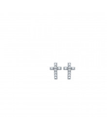 Boucles d'oreilles Femme - Argent 925 - Oxyde de zirconium - croix