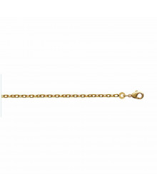 Chaine Mixte - Plaqué Or - Chaîne forçat diamantée - Largeur : 2,25 mm - Longueur : 50 cm