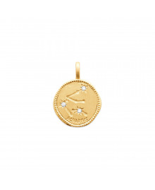 Pendentif Mixte - Plaqué Or - Oxyde de zirconium - zodiaque verseau constellation