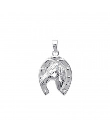 Pendentif Mixte - Argent 925 - cheval dans fer a cheval