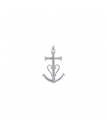 Pendentif Mixte - Argent 925 - croix dans ancre