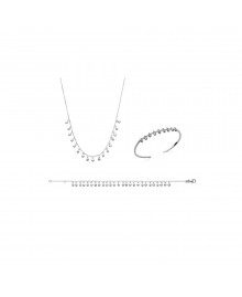 Jonc Femme - Argent 925 - Oxyde de zirconium - Longueur : 58 cm