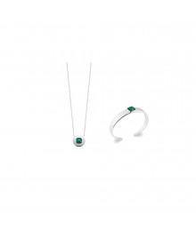 Jonc Femme - Argent 925 - Malachite - Longueur : 58 cm