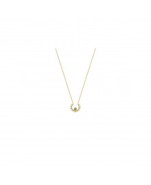 Collier Femme - Plaqué Or - Aventurine - Longueur : 45 cm