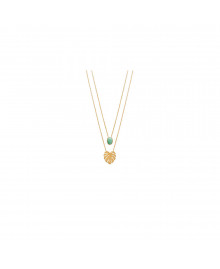 Collier Femme - Plaqué Or - Aventurine - Longueur : 45 cm