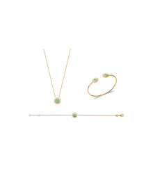 Jonc Femme - Plaqué Or - Aventurine - Longueur : 58 cm