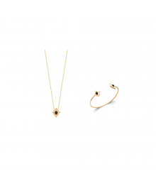 Jonc Femme - Plaqué Or - Agate - Longueur : 58 cm