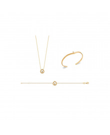 Jonc Femme - Plaqué Or - Oxyde de zirconium - Longueur : 58 cm