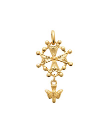 Pendentif Mixte - Plaqué Or - croix huguenotte