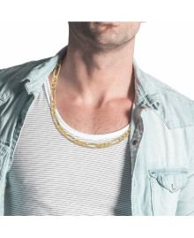 Chaine Homme - Plaqué Or - Cheval alternée 1+3 - Largeur : 4 mm - Longueur : 60 cm